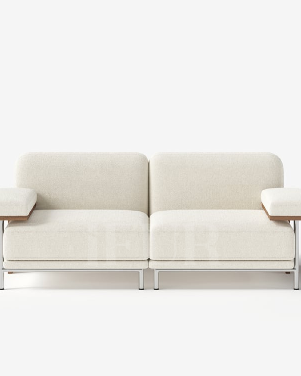 Canyon Cream Velvet 2 Seater Modular Sofa With Ash Wood Frame