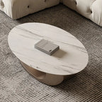 Rubel Modern White Oval Coffee Centre Table with White Marble top