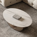 Rubel Modern White Oval Coffee Centre Table with White Marble top