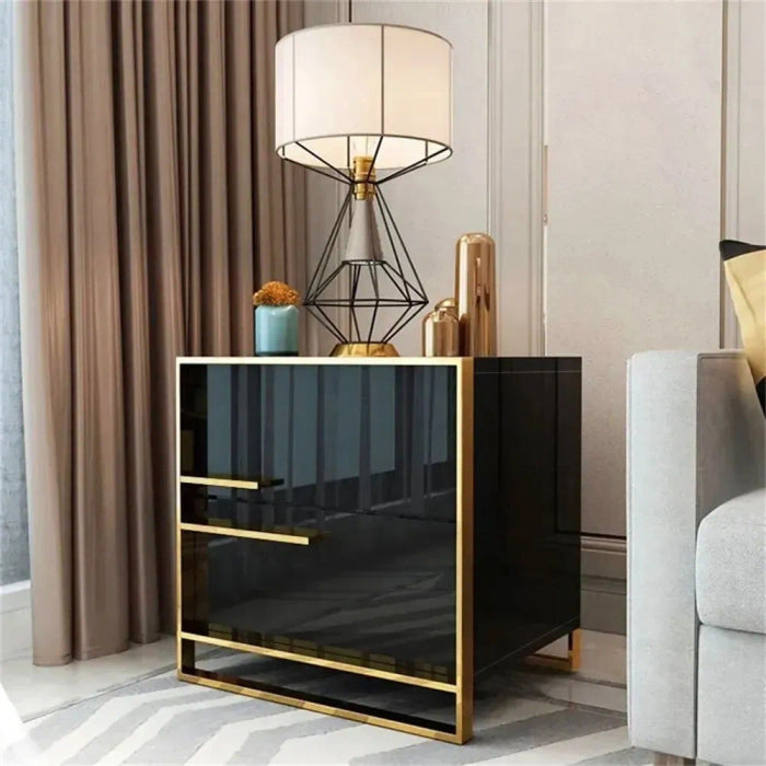 Sam Modern Luxury Black & Gold Bed Side Table
