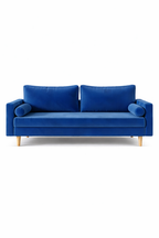 Lauren Royal Blue Suede Fabric Modern Sofa