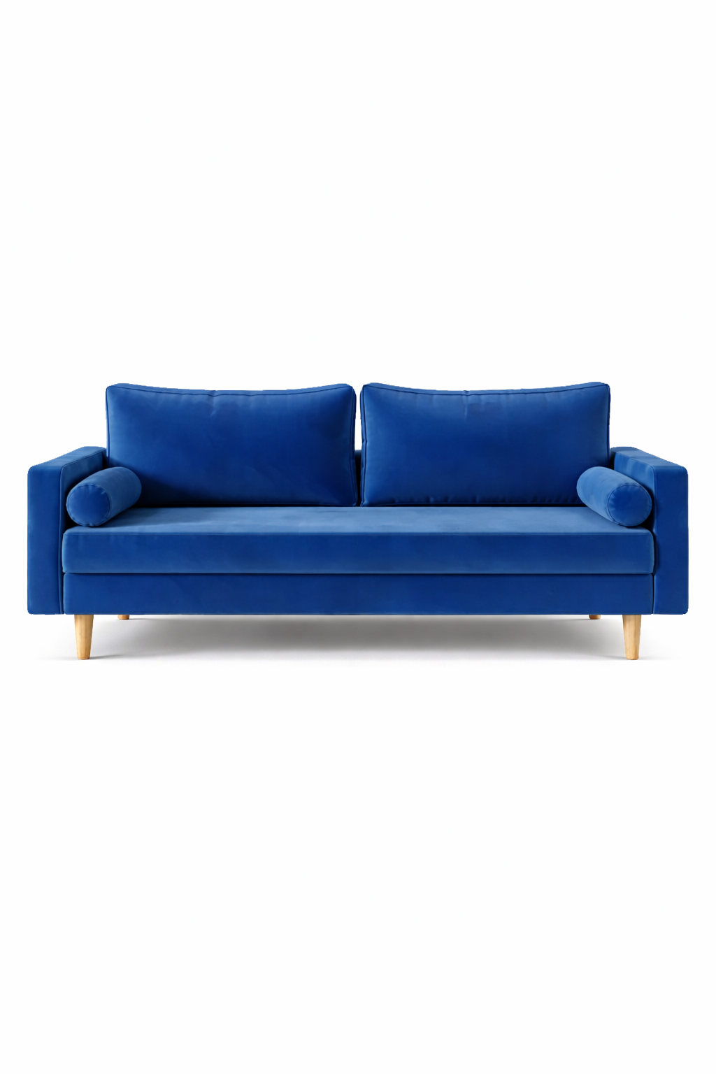Lauren Royal Blue Suede Fabric Modern Sofa