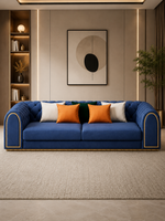 Arzo Modern Luxury Velvet Upholstered Chesterfield Sofa Set