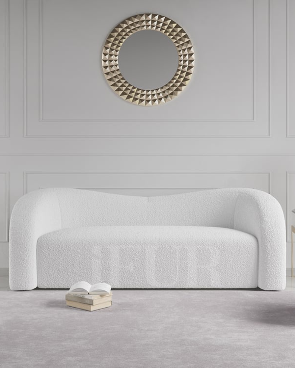 Aurora Plush White Boucle Luxury 3 Seater Sofa