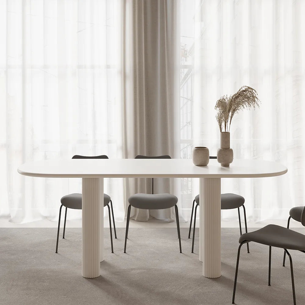 Ryma Modern Oval White 8 Seater Dining Table