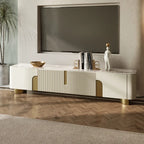 Urbana Modern TV Stand With Marble Top 4 Doors with Storage