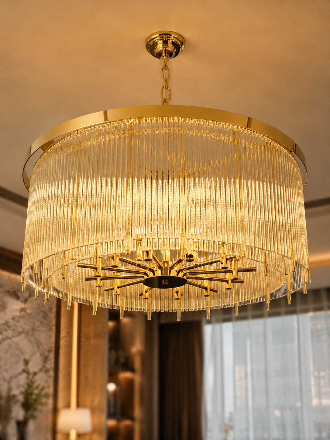 The Radiance Chandelier — Luxury Crystal Fringe Drum Chandelier