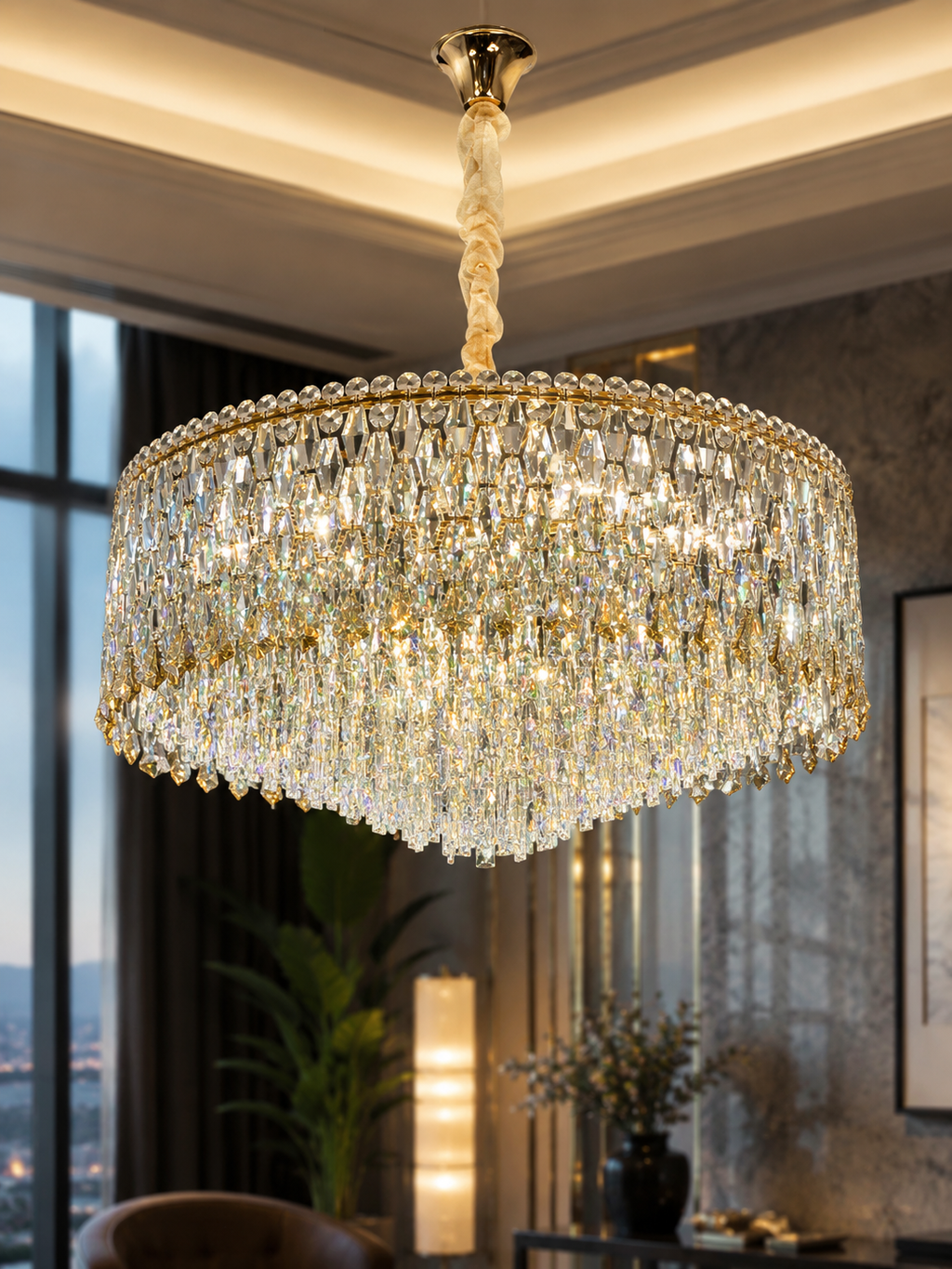 The Ophelia Radiance — Luxury Crystal Drum Chandelier