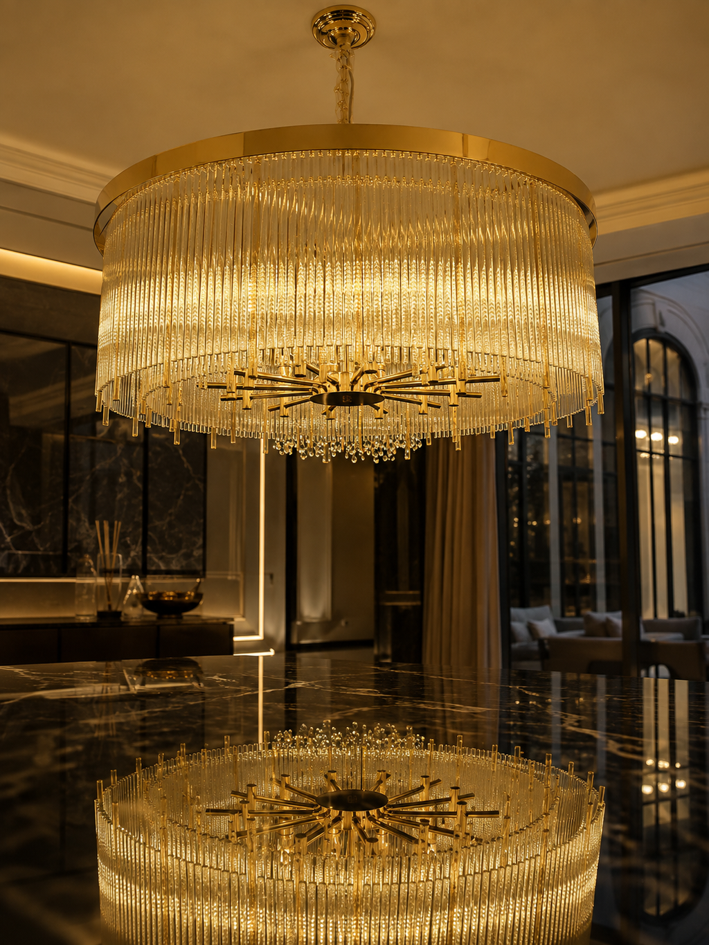 The Radiance Chandelier — Luxury Crystal Fringe Drum Chandelier