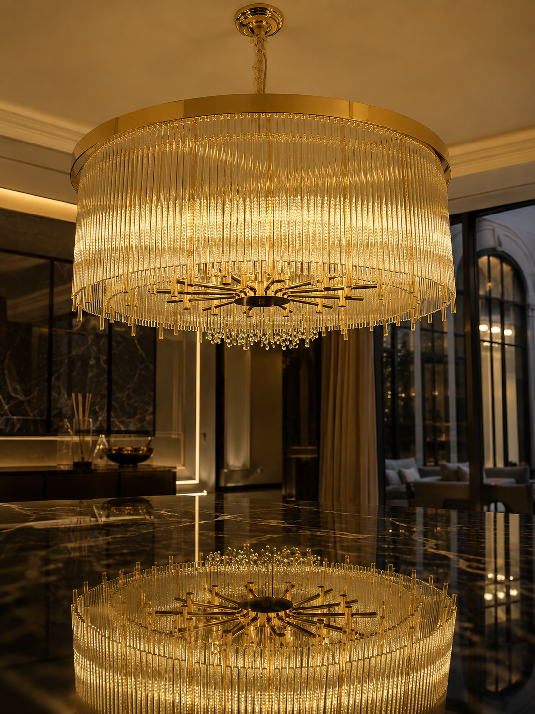 The Radiance Chandelier — Luxury Crystal Fringe Drum Chandelier