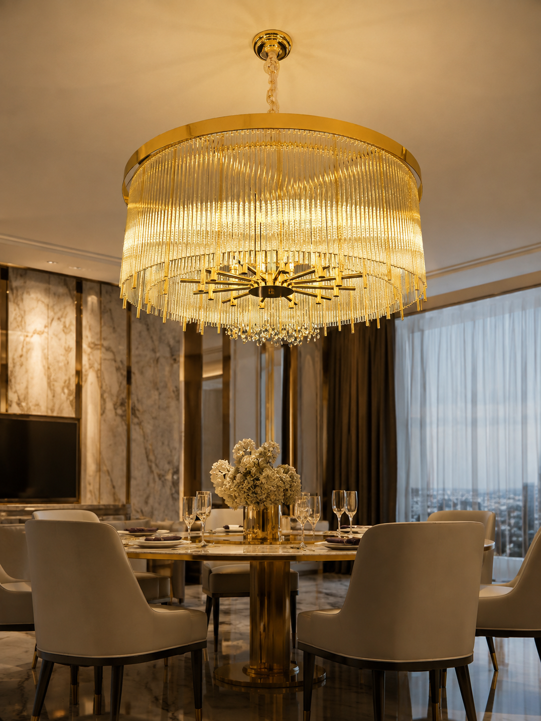 The Radiance Chandelier — Luxury Crystal Fringe Drum Chandelier