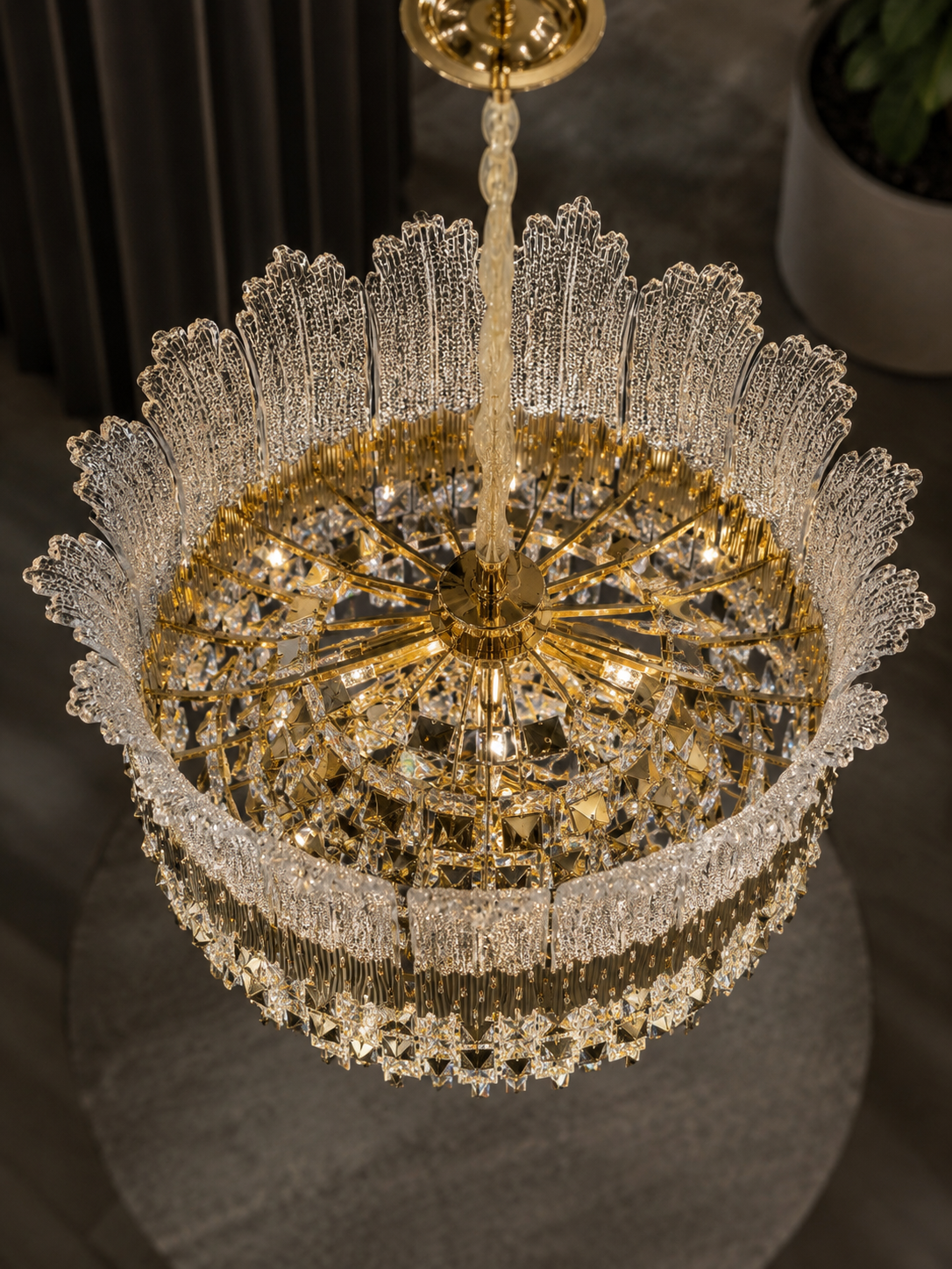 The Uvelisse Chandelier — Luxury Sculpted Glass & Crystal Cascade Chandelier