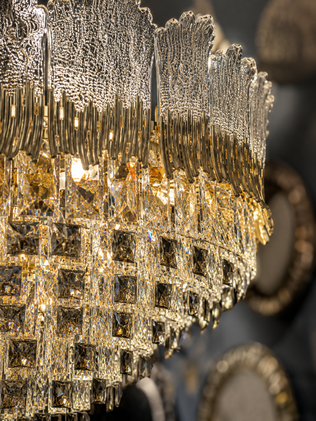 The Uvelisse Chandelier — Luxury Sculpted Glass & Crystal Cascade Chandelier