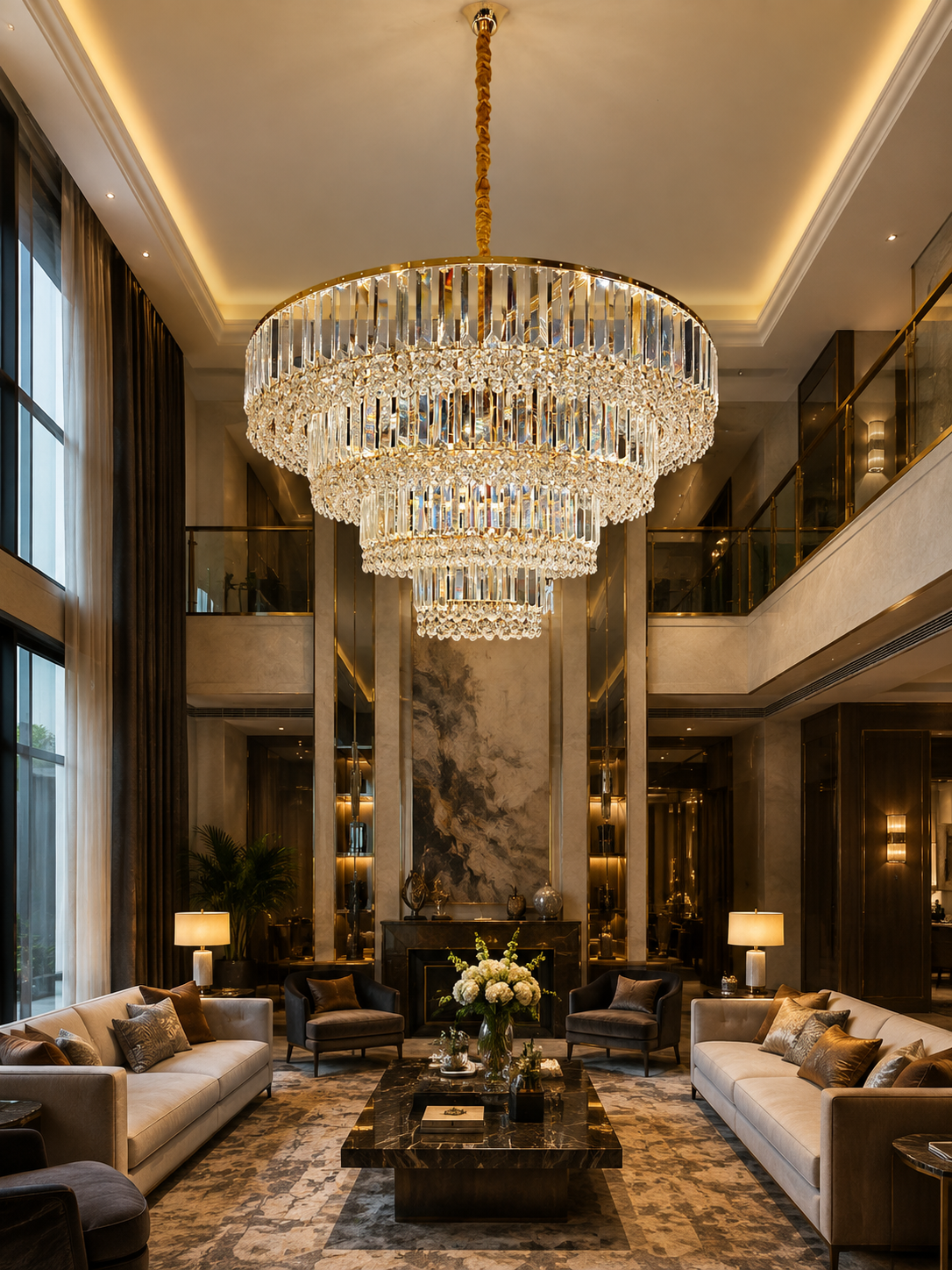 The Tavelle Chandelier — Luxury Tiered Crystal Cascade Chandelier