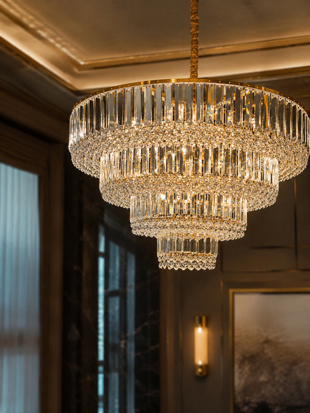 The Tavelle Chandelier — Luxury Tiered Crystal Cascade Chandelier