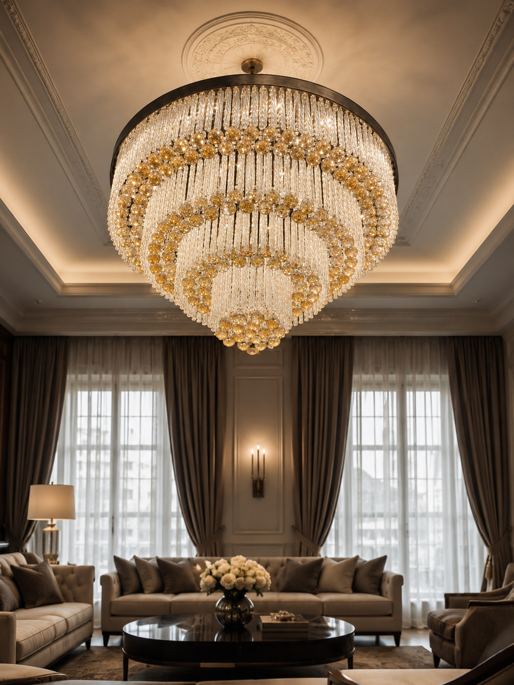 The Elowen Chandelier — Luxury Crystal Orb Cascade Chandelier