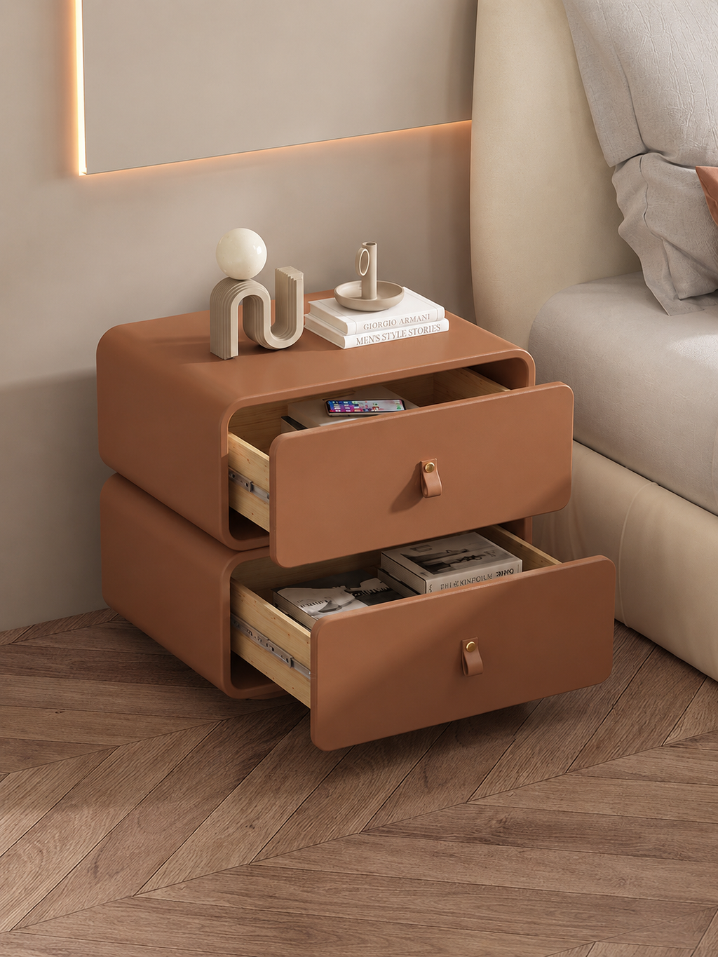 The Duvelle Bedside Table — Modern Nightstand with 2 Drawer Storage & Contemporary Design