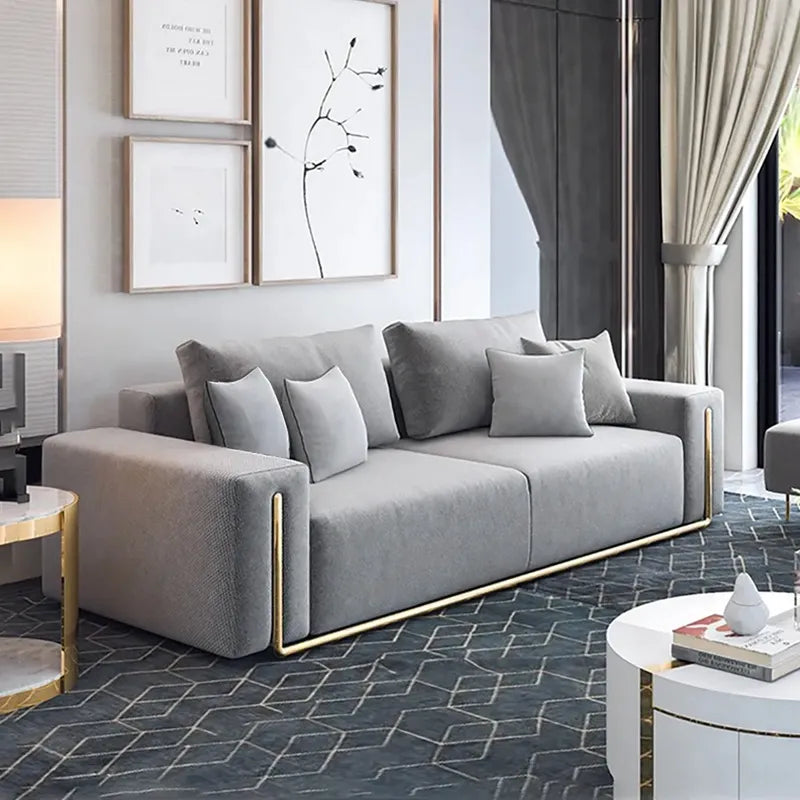 Colossal Modern Gray Cotton & Linen Upholstered Sofa
