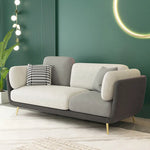 Vanilla Modern Gold Couch: 2-Seater Gray Upholstered Sofa With 2 Side Tables