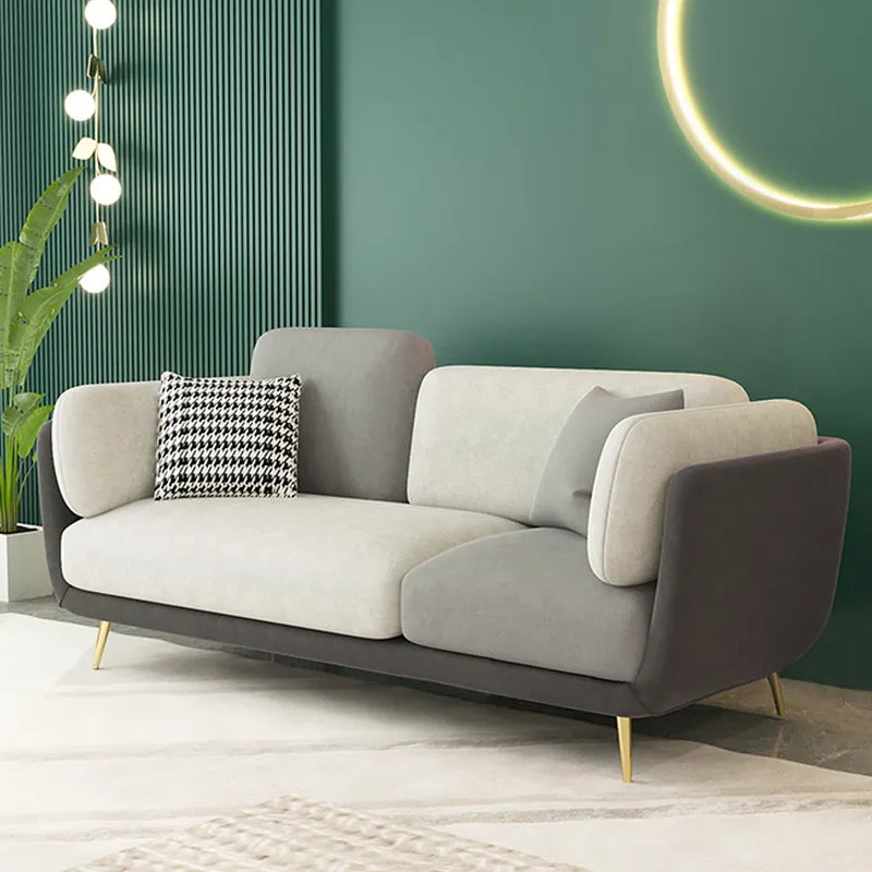 Vanilla Modern Gold Couch: 3-Seater Gray Upholstered Sofa
