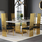 Courtly Premium Rectangular Marble Top Dining Table with Seater