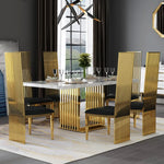 Courtly Premium Rectangular Marble Top Dining Table with Seater