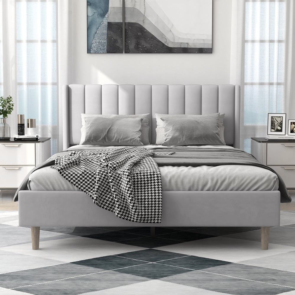 Austere Modern Upholstered Tufted Bed