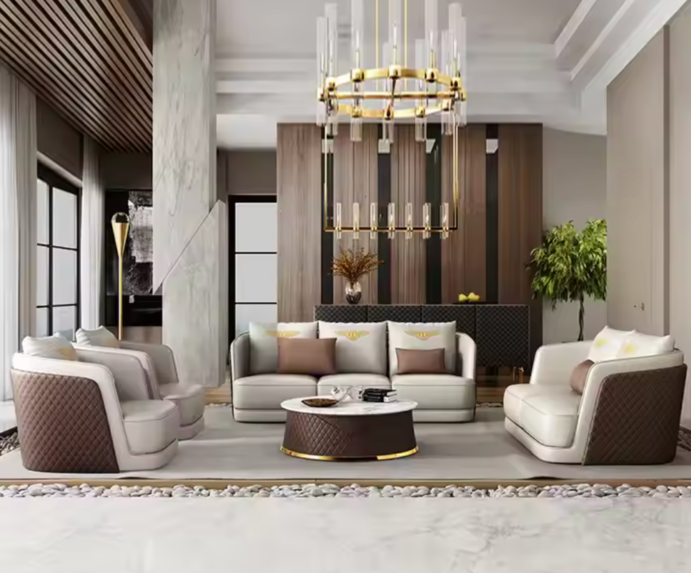 Jace Ultra Modern Luxurious Leather Sofa Set
