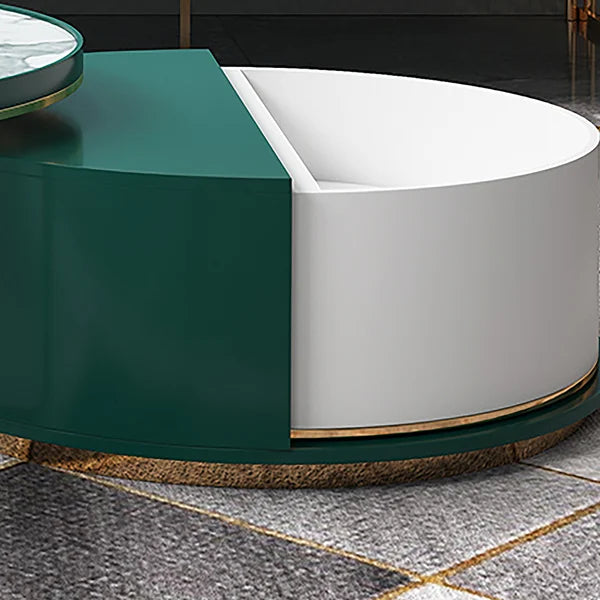 Sanco Modern Round Centre Table with Storage Rotatable Drawers