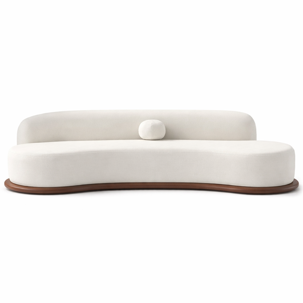 Arcadia Flow 5 Seater Curved Sofa with Low Back Wooden Base
