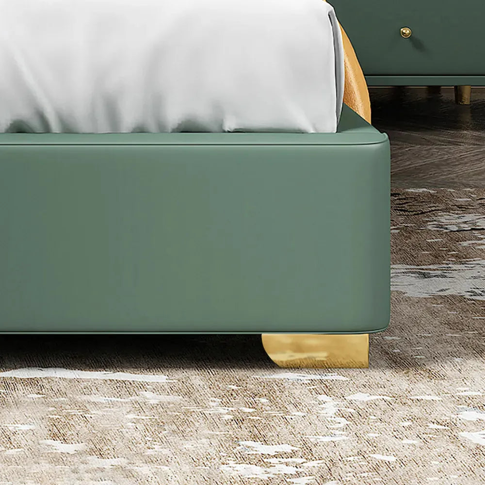 Urbanic Modern Green & Gold Velvet Bed