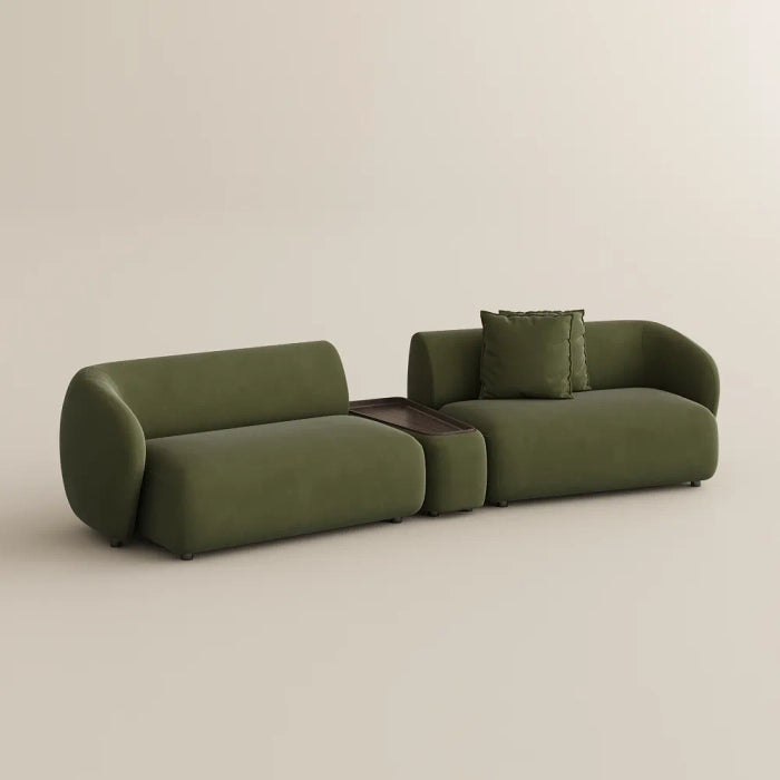 Greenia Modern 4 Seater - Curved Shaped Velvet Upholstered Sofa With Table
