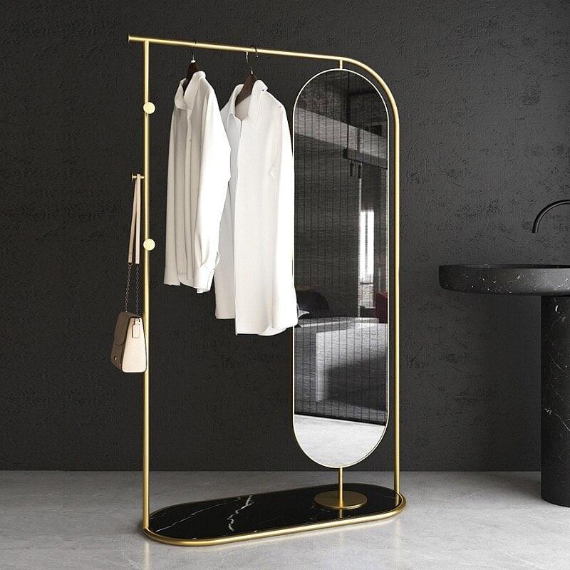 Cuba Clothes hanger with Floor mirror and marble base