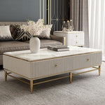 Onyx Luxury White Rectangle Coffee Table With Marble Top