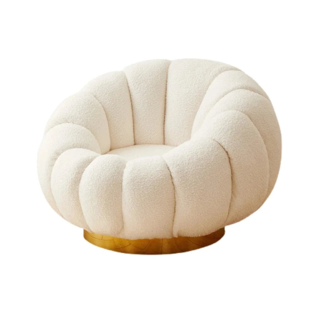 Ace Luxury Modern Pumpkin Suede Rounded Sofa Set