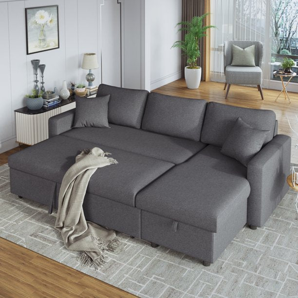 Rasa L-Shaped Sectional Sofa Bed Cum Bed with Hidden Storage