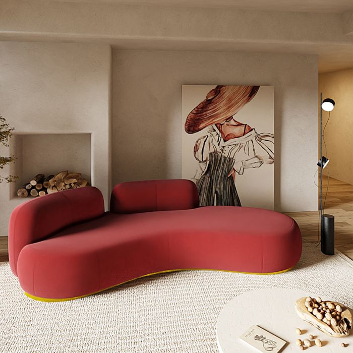 Lauren Modern Curved Japanese Style 4 Seater Sofa