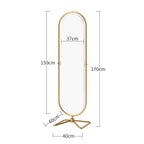 Insha Oval Decorative Full Length Standing Floor Mirror Decor in Gold