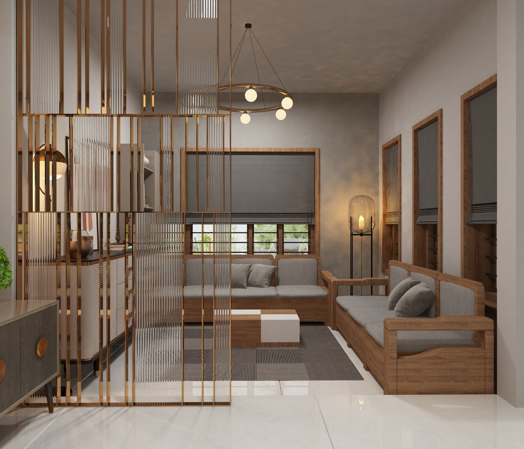 Akasa Metal Partition With Fluted Glass
