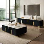 Urbana Modern TV Stand With Marble Top 4 Doors with Storage