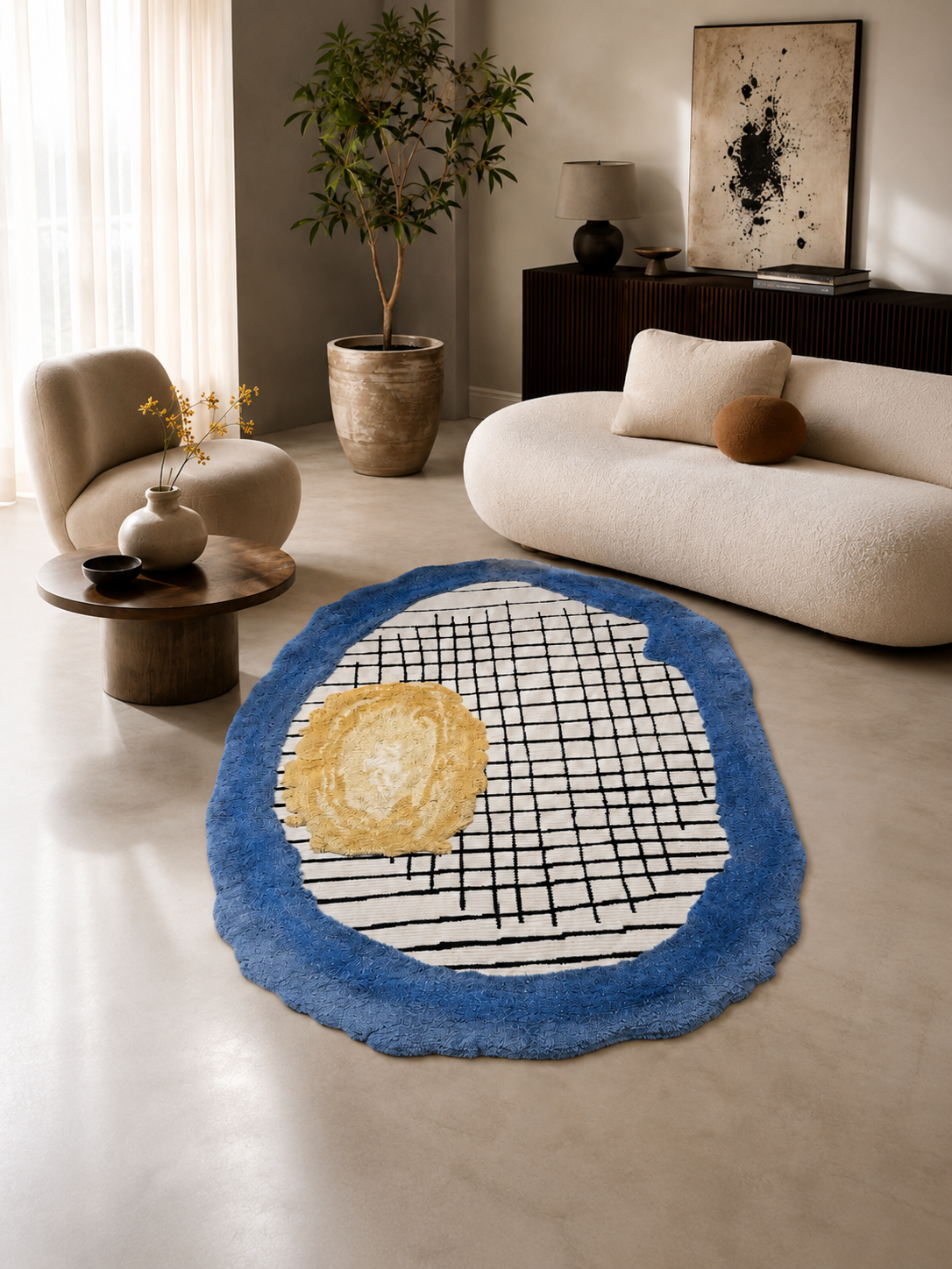 The Indigo Loom Rug — Luxury Modern Abstract Hand-Tufted Area Rug