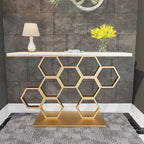Noha Modern Honeycomb Motif Golden Metal Console Table