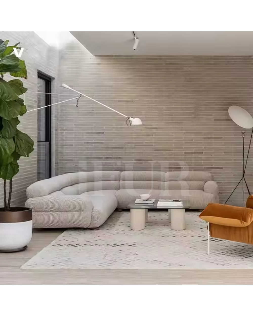 Luano L Shaped Upholstered Boucle 8 Seater Sofa Set