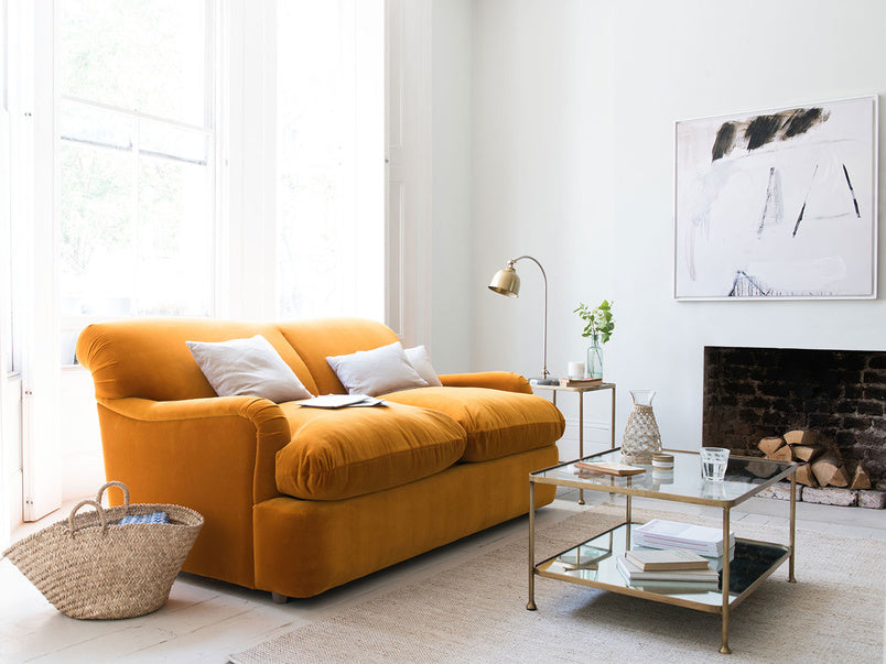Rumba 2 Seater Contemporary Mustard Yellow Bedroom Sofa