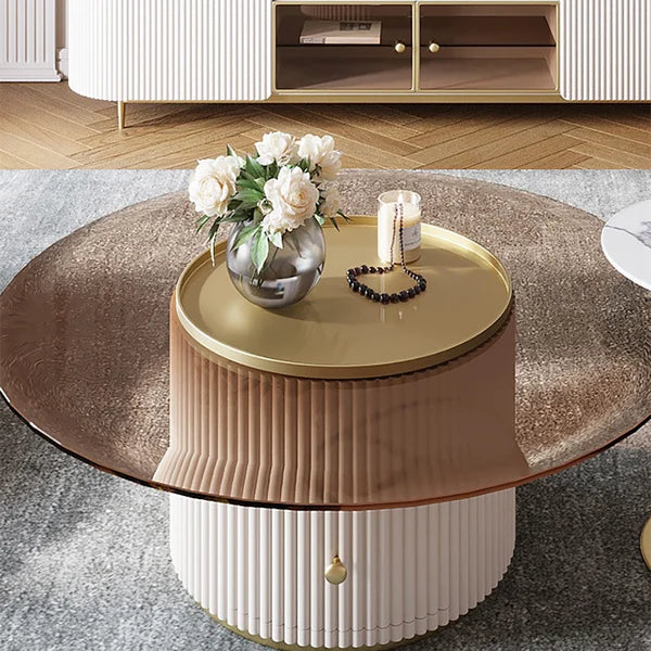 Nasir Modern Round Coffee Table Set