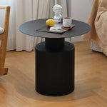 Helly Black Round Center Table Metal Accent Table Set of 2