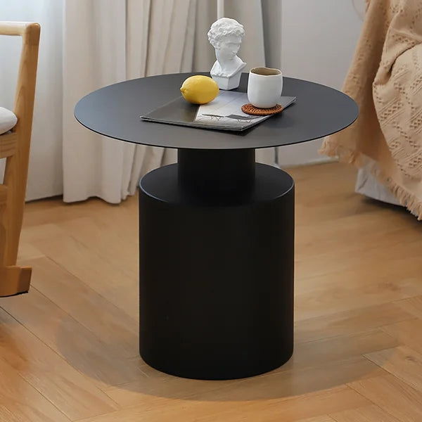 Helly Black Round Center Table Metal Accent Table Set of 2