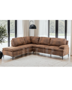 Vintage Upholstered Suede L-Shaped 5 Seater Sofa