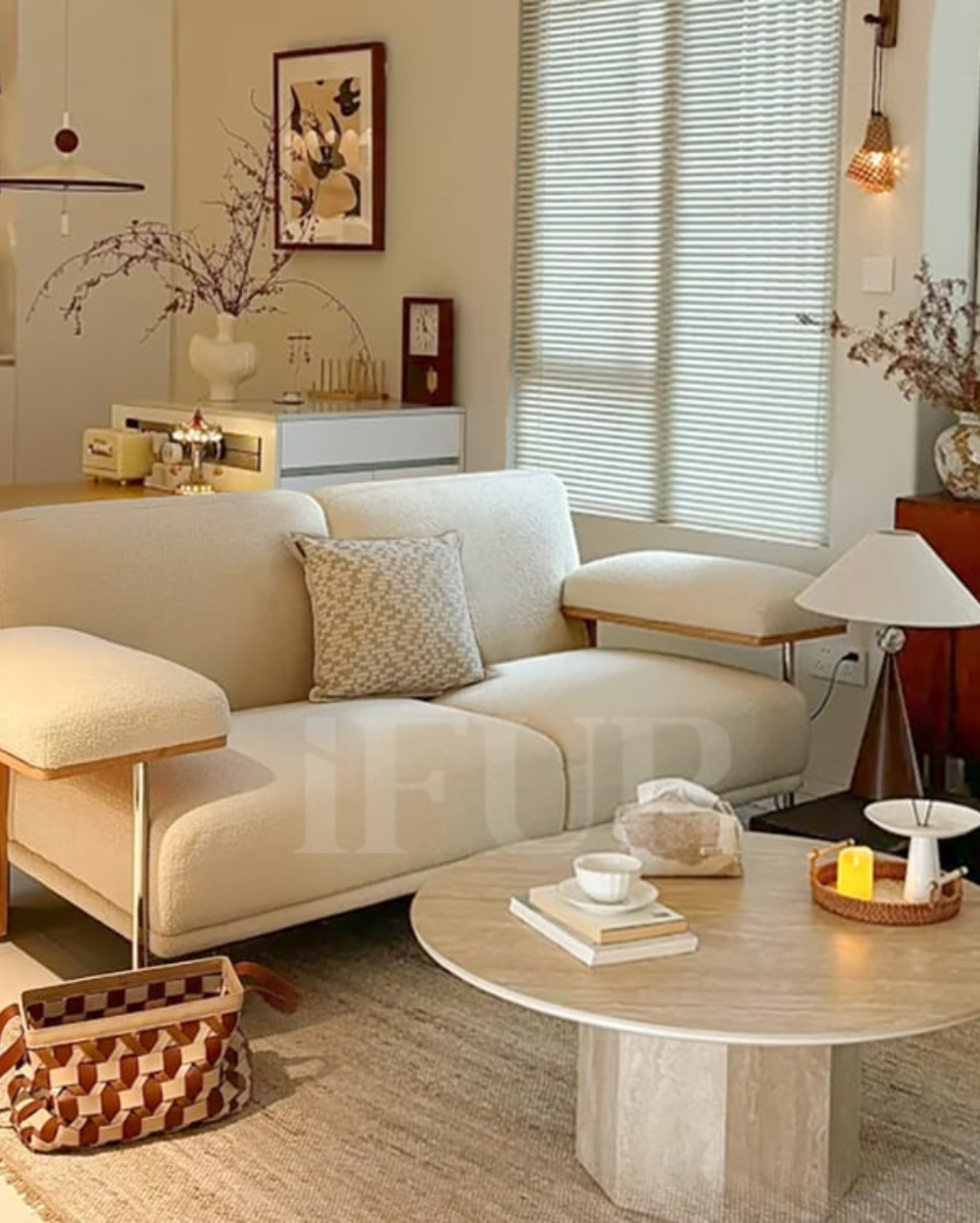 Canyon Cream Velvet 2 Seater Modular Sofa With Ash Wood Frame