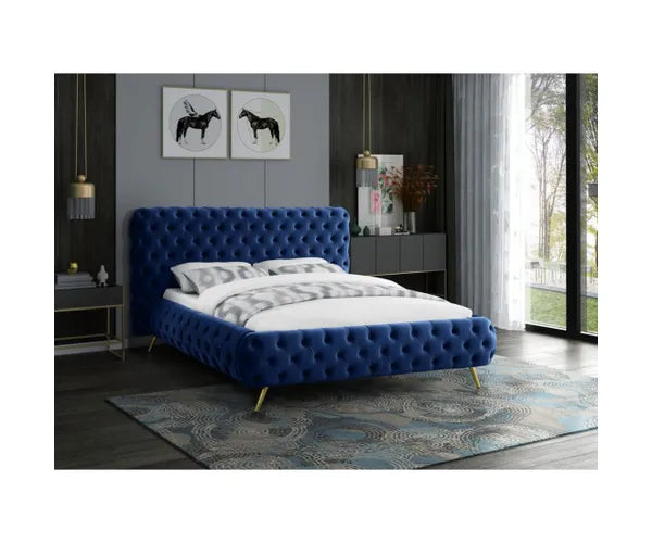 Antara Modern Tufted Upholstered Bed in Blue